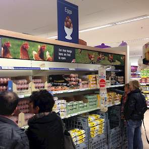 Eieren in een Engelse supermarkt.