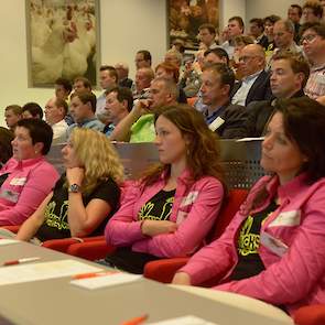 De roze bloesjes van de mmmEggies waren overal aanwezig op het symposium. Zie vierden 's ochtends met een ontbijtsessie het 1-jarig bestaan.