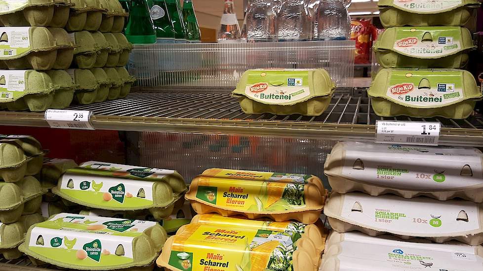 Albert Heijn de Bongerd in ’s-Heerenberg had nog maar weinig vrije uitloop eieren in de schappen liggen.