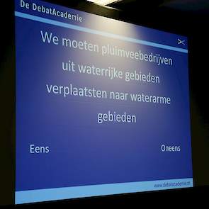 De meeste deelnemers het oneens met de stelling dat pluimveebedrijven vanuit waterrijke gebieden verplaatst moesten worden in het kader van vogelgrieprisico’s. Een preventieve ophokplicht tijdens de vogeltrek werd wel als oplossing genoemd.