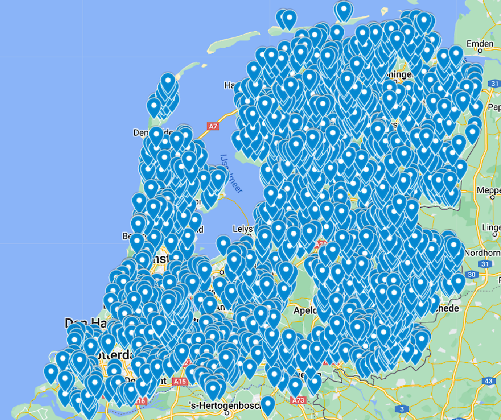 De spandoeken zijn, zoals op het kaartje te zien, massaal besteld in alle negen provincies waar LTO Noord actief is.